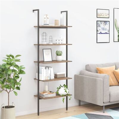 Non communiqué Étagère inclinée à 5 niveaux Marron foncé et noir 64x35x185 cm Brun - Publicité Non communiqué Étagère inclinée à 5 niveaux Marron foncé et noir 64x35x185 cm Brun - Publicité