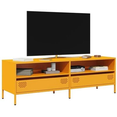 Non communiqué vidaXL Meuble TV jaune moutarde 135x39x43,5 cm acier laminé à froid 851337 Jaune - Publicité Non communiqué vidaXL Meuble TV jaune moutarde 135x39x43,5 cm acier laminé à froid 851337 Jaune - Publicité