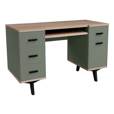 Non communiqué Bureau chêne massif et laqué 4 tiroirs 1 porte vert sauge - Publicité Non communiqué Bureau chêne massif et laqué 4 tiroirs 1 porte vert sauge - Publicité