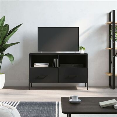 Meuble TV noir en bois d'ingénierie - unité média, 80x36x50 cm vidaXL - Publicité Meuble TV noir en bois d'ingénierie - unité média, 80x36x50 cm vidaXL - Publicité