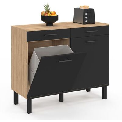 Non communiqué Buffet bas de cuisine avec espace poubelle 100 cm CINA plan de travail H.83 cm 2 portes + tiroirs façon hêtre et noir Noir - Publicité Non communiqué Buffet bas de cuisine avec espace poubelle 100 cm CINA plan de travail H.83 cm 2 portes + tiroirs façon hêtre et noir Noir - Publicité