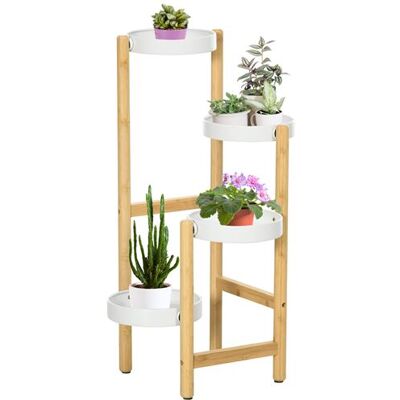 Non communiqué Support à fleurs style scandinave 4 niveaux - porte plante 4 étagères - bois bambou verni métal blanc - Publicité Non communiqué Support à fleurs style scandinave 4 niveaux - porte plante 4 étagères - bois bambou verni métal blanc - Publicité