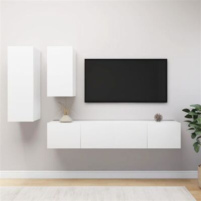 Non communiqué Ensemble de meubles TV 4 pcs Blanc Bois d ingénierie Blanc - Publicité Non communiqué Ensemble de meubles TV 4 pcs Blanc Bois d ingénierie Blanc - Publicité