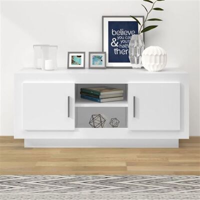 Nnevl Meuble TV Blanc - Moderne 102x35x45 cm - TV Cabinet - Publicité Nnevl Meuble TV Blanc - Moderne 102x35x45 cm - TV Cabinet - Publicité