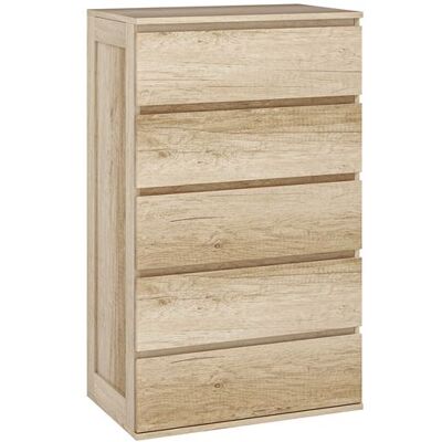 Non communiqué Commode 5 tiroirs style contemporain dim. 60L x 38l x 100H cm effet bois Beige - Publicité Non communiqué Commode 5 tiroirs style contemporain dim. 60L x 38l x 100H cm effet bois Beige - Publicité