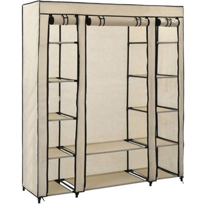 Non communiqué Armoire avec compartiments et tiges Crème 150x45x176 cm Tissu Crème - Publicité Non communiqué Armoire avec compartiments et tiges Crème 150x45x176 cm Tissu Crème - Publicité