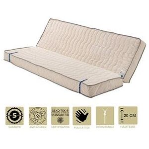 Non communiqué Matelas très ferme pour clic clac + alèse 140x200 20 cm - dim assise 70 cm - déhoussable housse lavable - 5 zones de confort - ame poli lattex haute - Publicité Non communiqué Matelas très ferme pour clic clac + alèse 140x200 20 cm - dim assise 70 cm - déhoussable housse lavable - 5 zones de confort - ame poli lattex haute - Publicité