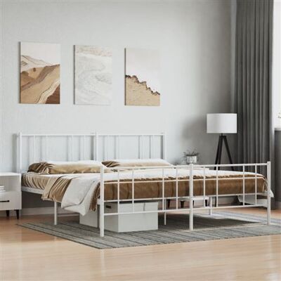 Cadre de lit en métal vidaXL avec pied de lit - Type: Métal, Couleur: Blanc, Taille: 180x200 cm, Supporte: Matelas 180x200 cm - Publicité Cadre de lit en métal vidaXL avec pied de lit - Type: Métal, Couleur: Blanc, Taille: 180x200 cm, Supporte: Matelas 180x200 cm - Publicité
