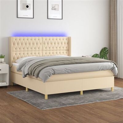 Lit box spring crème 180x200 cm avec matelas & LED Vidaxl - Publicité Lit box spring crème 180x200 cm avec matelas & LED Vidaxl - Publicité