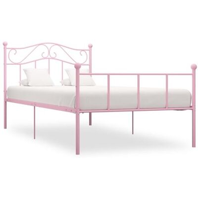 Cadre de lit en métal rose vidaXL - Support classique 100x200 cm - Publicité Cadre de lit en métal rose vidaXL - Support classique 100x200 cm - Publicité