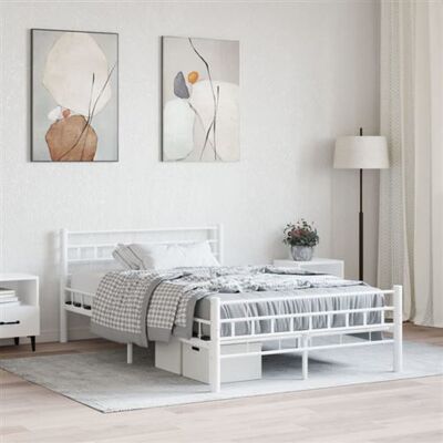 Cadre de lit en métal blanc vidaXL 140x200cm - Lit - Publicité Cadre de lit en métal blanc vidaXL 140x200cm - Lit - Publicité