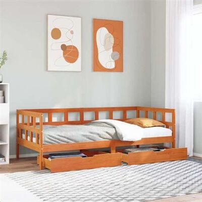 vidaXL Canapé-lit avec tiroirs - Bois de pin massif - 90x200 cm - Sofá convertible - Publicité vidaXL Canapé-lit avec tiroirs - Bois de pin massif - 90x200 cm - Sofá convertible - Publicité