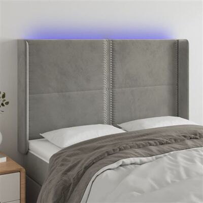 Tête de lit en velours gris clair avec LED - tête de lit avec LED - Publicité Tête de lit en velours gris clair avec LED - tête de lit avec LED - Publicité