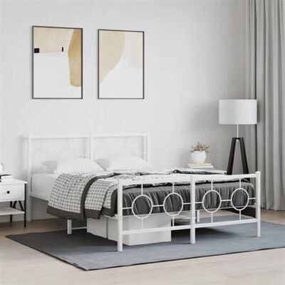 Structure de lit en métal blanc 140x190 cm Vidaxl - Sans matelas - Publicité Structure de lit en métal blanc 140x190 cm Vidaxl - Sans matelas - Publicité