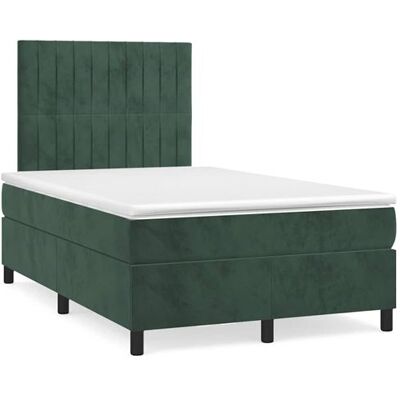 Lit Boxspring Vert Foncé 120x190cm - Matelas & LED - Publicité Lit Boxspring Vert Foncé 120x190cm - Matelas & LED - Publicité