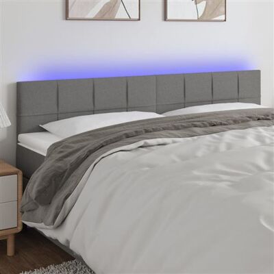 Tête de lit moderne avec LED - Tissu gris foncé - 160x5x78/88 cm - Tête de lit avec LED - Publicité Tête de lit moderne avec LED - Tissu gris foncé - 160x5x78/88 cm - Tête de lit avec LED - Publicité