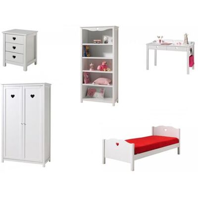 Vipack - Ensemble Chambre Enfant Amori - Lit, Table de Nuit, Armoire, Bureau, Étagère - Publicité Vipack - Ensemble Chambre Enfant Amori - Lit, Table de Nuit, Armoire, Bureau, Étagère - Publicité