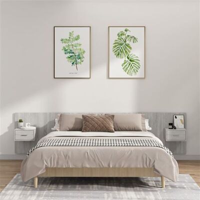 vidaXL Tête de lit avec armoires Sonoma gris - Tête de lit avec rangement - Publicité vidaXL Tête de lit avec armoires Sonoma gris - Tête de lit avec rangement - Publicité