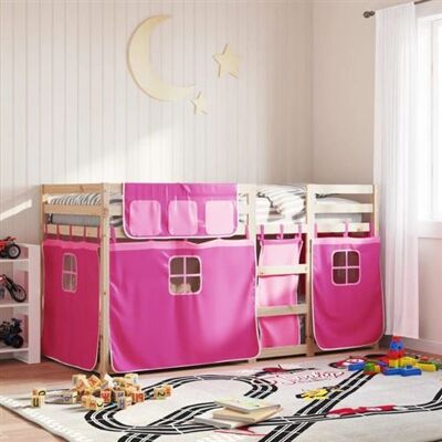 Non communiqué vidaXL Lit superposé avec rideaux rose 90x200 cm bois pin massif, lit, cadre de lit, lit superposé bas, meuble de chambre à 3283930 Rose - Publicité Non communiqué vidaXL Lit superposé avec rideaux rose 90x200 cm bois pin massif, lit, cadre de lit, lit superposé bas, meuble de chambre à 3283930 Rose - Publicité