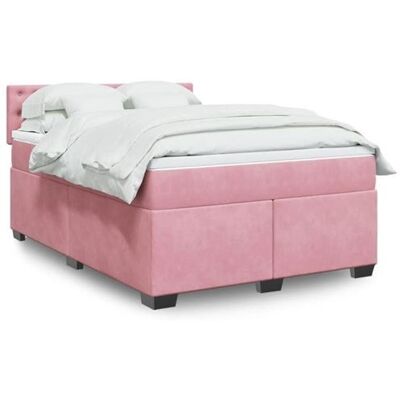Lit box spring avec matelas - Rose, 140x200 cm, Modèle Knops - Publicité Lit box spring avec matelas - Rose, 140x200 cm, Modèle Knops - Publicité