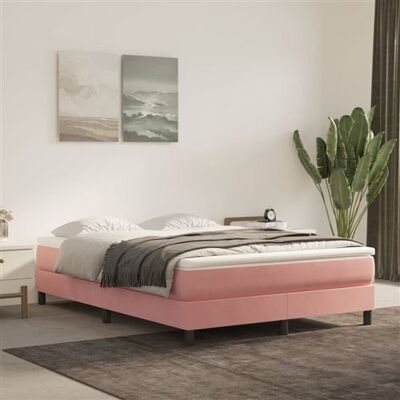 Lit en velours rose Maisonchic avec matelas à ressorts ensachés - Lit - Publicité Lit en velours rose Maisonchic avec matelas à ressorts ensachés - Lit - Publicité