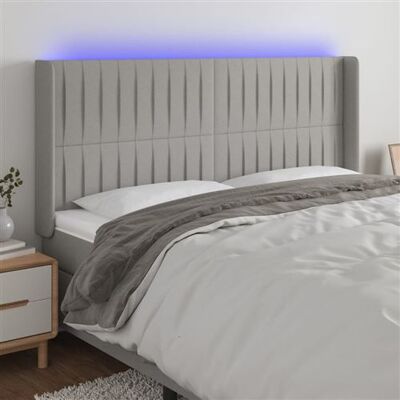 Tête de lit avec LED MAISONCHIC, Gris 183x16x118/128 cm - Publicité Tête de lit avec LED MAISONCHIC, Gris 183x16x118/128 cm - Publicité