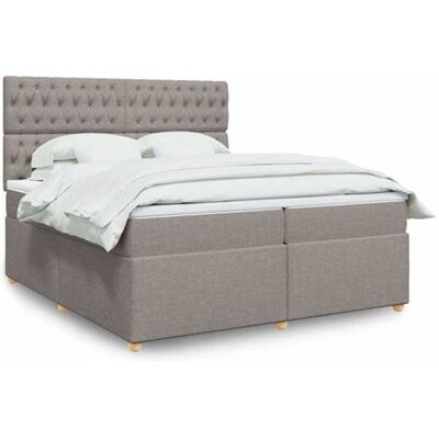 vidaXL Lit boxspring 200x200 cm avec matelas - Taupe - Publicité vidaXL Lit boxspring 200x200 cm avec matelas - Taupe - Publicité