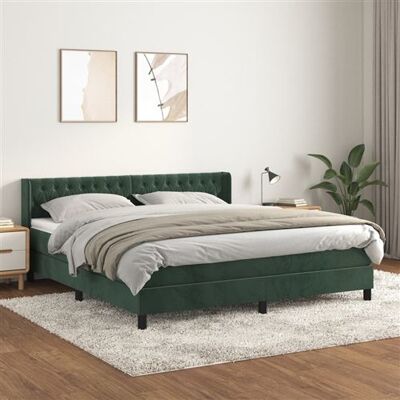 Lit avec Matelas et Tête de lit vidaXL - Vert Foncé - Lit avec Matelas - Publicité Lit avec Matelas et Tête de lit vidaXL - Vert Foncé - Lit avec Matelas - Publicité