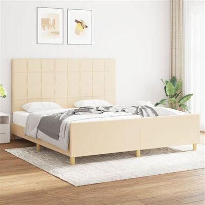 Structure de lit en tissu crème avec tête réglable vidaXL 180x200 cm - Publicité Structure de lit en tissu crème avec tête réglable vidaXL 180x200 cm - Publicité
