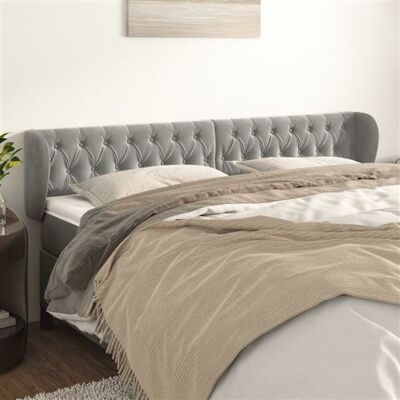 Non communiqué vidaXL Hoofdbord met randen 203x23x78/88 cm fluweel lichtgrijs3117546 Gris clair - Publicité Non communiqué vidaXL Hoofdbord met randen 203x23x78/88 cm fluweel lichtgrijs3117546 Gris clair - Publicité