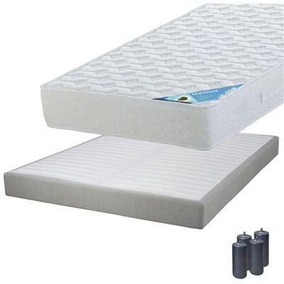 Pack Matelas 160x200 + Sommier Tapissier Démontable 2x20 Lattes Lin + Pieds Anthracites 15cm - MALDIVES - ALTOBUY - Publicité Pack Matelas 160x200 + Sommier Tapissier Démontable 2x20 Lattes Lin + Pieds Anthracites 15cm - MALDIVES - ALTOBUY - Publicité