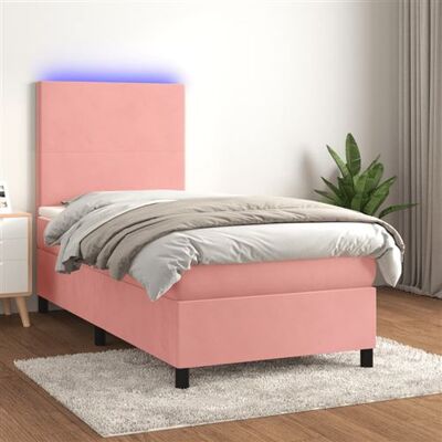 Lit en Velours Rose avec LED, 100x200 cm - Lit - Publicité Lit en Velours Rose avec LED, 100x200 cm - Lit - Publicité