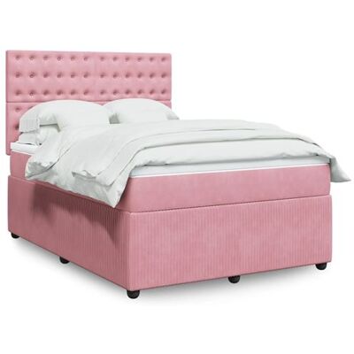 vidaXL Lit Boxspring Velours Rose - Support & Confort - Publicité vidaXL Lit Boxspring Velours Rose - Support & Confort - Publicité