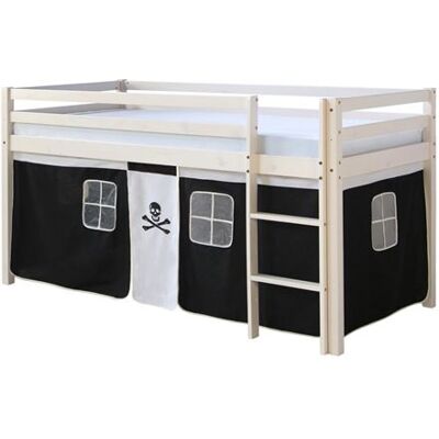 HOMESTYLE4U Lit 90x200 Blanc avec Échelle et Rideau - Lit - Publicité HOMESTYLE4U Lit 90x200 Blanc avec Échelle et Rideau - Lit - Publicité