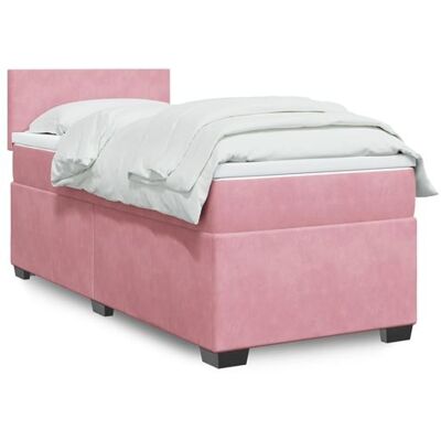 Lit en Velours Rose avec Matelas à Ressorts - Lit - Publicité Lit en Velours Rose avec Matelas à Ressorts - Lit - Publicité
