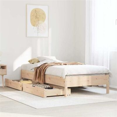 Non communiqué vidaXL Cadre de lit 75x190 cm Bois de pin massif, meuble de chambre à coucher, sommier, lit en bois, lit, lit simple, cadre 3301734 Marron - Publicité Non communiqué vidaXL Cadre de lit 75x190 cm Bois de pin massif, meuble de chambre à coucher, sommier, lit en bois, lit, lit simple, cadre 3301734 Marron - Publicité