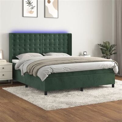 VIDAXL Lit avec Matelas et LED - Velours Vert Sombre - Publicité VIDAXL Lit avec Matelas et LED - Velours Vert Sombre - Publicité