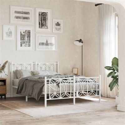 Cadre de lit en métal blanc vidaXL avec tête et pied de lit - Type de produit - Publicité Cadre de lit en métal blanc vidaXL avec tête et pied de lit - Type de produit - Publicité