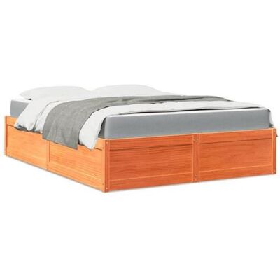 Lit avec Matelas 160x200 cm vidaXL - Pin massif - Publicité Lit avec Matelas 160x200 cm vidaXL - Pin massif - Publicité