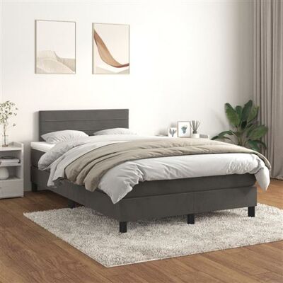 Non communiqué vidaXL Boxspring met matras fluweel donkergrijs 120x200 cm3141354 Gris - Publicité Non communiqué vidaXL Boxspring met matras fluweel donkergrijs 120x200 cm3141354 Gris - Publicité