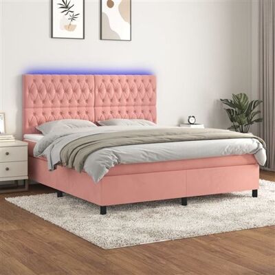 vidaXL Lit Velours Rose avec LED 180x200 cm - Lit - Publicité vidaXL Lit Velours Rose avec LED 180x200 cm - Lit - Publicité
