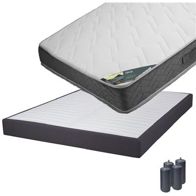 Pack Matelas 160x200 + Sommier Tapissier Démontable 2x20 Lattes Anthracites + Pieds Anthracites 15cm - JAVA - ALTOBUY - Publicité Pack Matelas 160x200 + Sommier Tapissier Démontable 2x20 Lattes Anthracites + Pieds Anthracites 15cm - JAVA - ALTOBUY - Publicité