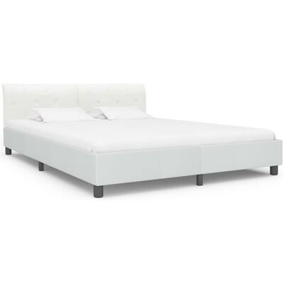 vidaXL Structure de lit en cuir synthétique blanc 160x200cm - Lit - Publicité vidaXL Structure de lit en cuir synthétique blanc 160x200cm - Lit - Publicité