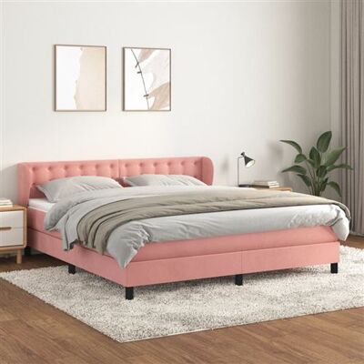 vidaXL Lit en velours rose 160x200cm avec matelas et cadre - Publicité vidaXL Lit en velours rose 160x200cm avec matelas et cadre - Publicité