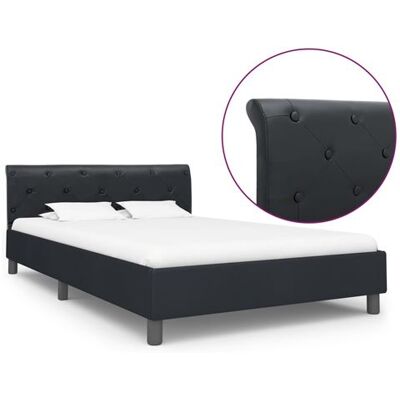 vidaXL Structure de lit en cuir synthétique noir 140x200 cm - Bed Frame - Publicité vidaXL Structure de lit en cuir synthétique noir 140x200 cm - Bed Frame - Publicité