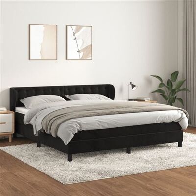 Lit en Velours Noir avec Matelas - Lit - Publicité Lit en Velours Noir avec Matelas - Lit - Publicité