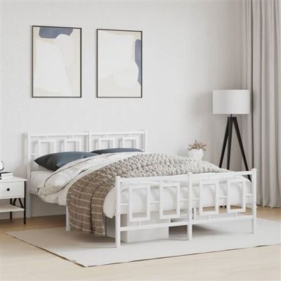 Structure de lit vidaxl - Métal blanc 135x190 - Avec tête et pied de lit - Solide & Élégante - Publicité Structure de lit vidaxl - Métal blanc 135x190 - Avec tête et pied de lit - Solide & Élégante - Publicité
