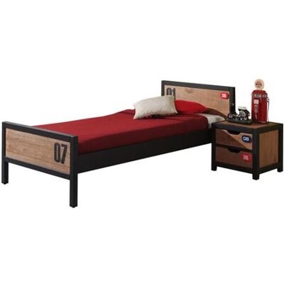 Ensemble lit et table de chevet Vipack - Noir et Bois - Dès 4 ans - Publicité Ensemble lit et table de chevet Vipack - Noir et Bois - Dès 4 ans - Publicité