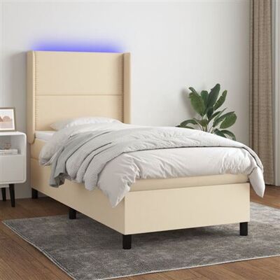 Lit avec Matelas et Lumières LED de vidaXL - Lit, Crème, Têtière réglable - Publicité Lit avec Matelas et Lumières LED de vidaXL - Lit, Crème, Têtière réglable - Publicité
