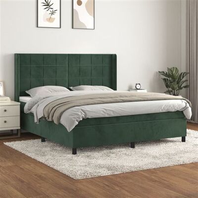 Lit en Velours Vert Foncé Vidaxl avec Matelas 180x200cm - Lit - Publicité Lit en Velours Vert Foncé Vidaxl avec Matelas 180x200cm - Lit - Publicité